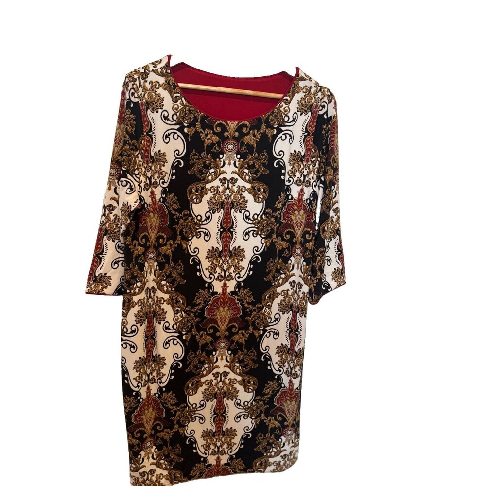 Chicos Reversible Sheath Dress Sz 2 US 12 Large Short